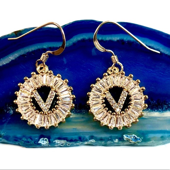 jasmines jewels Jewelry - Initial V Earrings, Letter V Personalized V, Boho